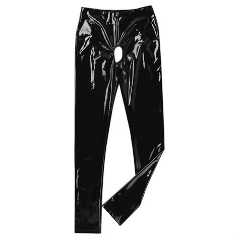 Womens Pvc Leather Legging Pants Wet Look Open Crotch Backless Skinny Trousers Ebay