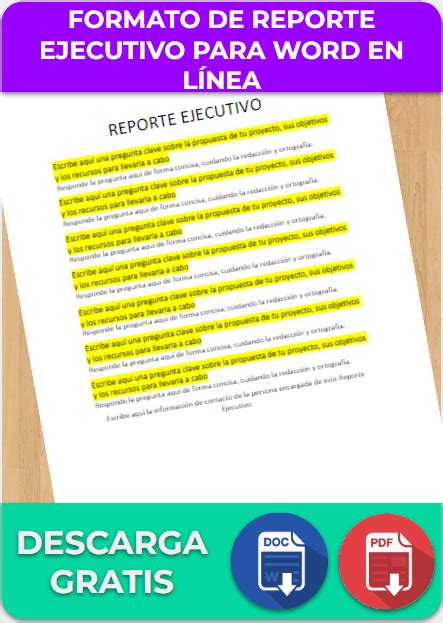 Reporte Ejecutivo Ejemplos Formatos Word Excel