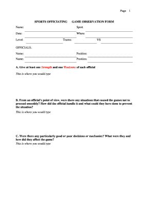 Fillable Online Blue Utb Officiating Observation Form Fax Email Print