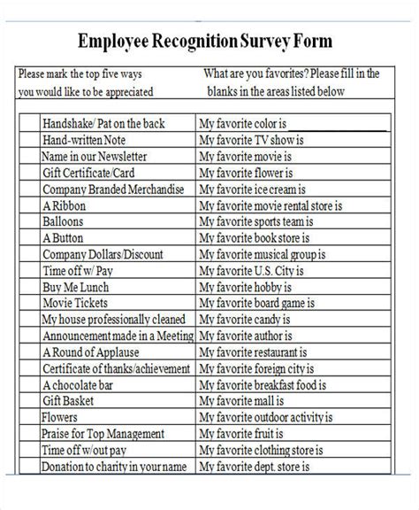 Employee Recognition Survey Template