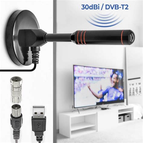 M Dbi Dvb T Full Hd Antenna Powerful Rod Antenna Amplifier Tv Ebay