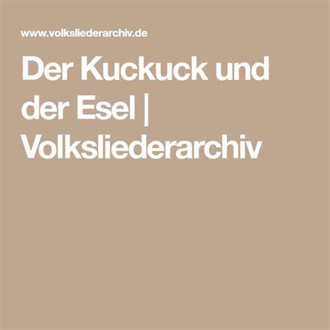 Der Kuckuck Und Der Esel Volksliederarchiv 11 000 Lieder