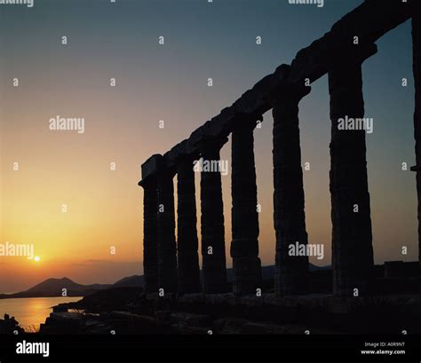 Temple of Poseidon sunset Stock Photo - Alamy