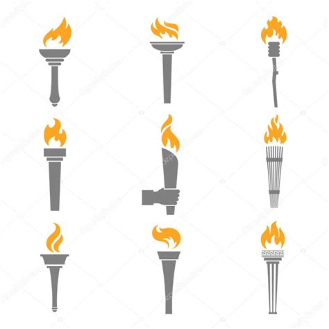 Fire Torch Icons Stock Vector Macrovector 45603373