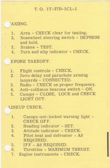 Laughlin Air Force Base T 37 Checklist