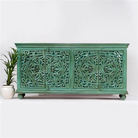 Carved Emerald Green Sideboard Chisel And Log