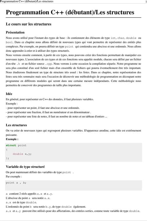 Programmation C D Butant Les Structures Pdf T L Chargement Gratuit