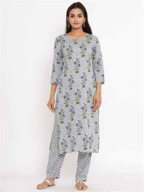 Buy Fabriko Women S Rayon Floral Print Kurti With Pant Xl Online At