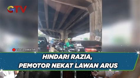 Hindari Razia Pemotor Nekat Lawan Arus YouTube