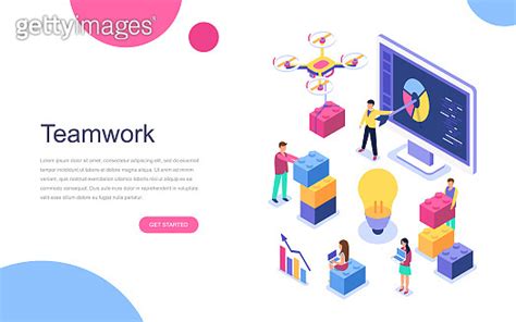 Modern Flat Design Isometric Concept Of Teamwork For Banner And Website