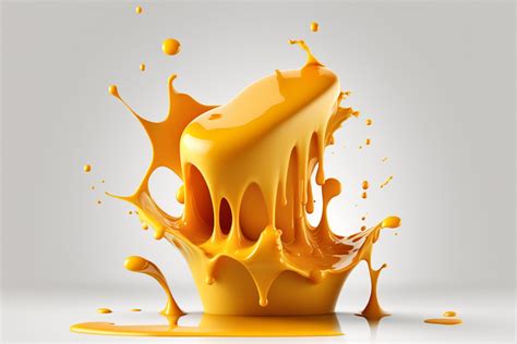 A Delicious Melting Cheese Splash In A Realistic Style Hot Cheese Or