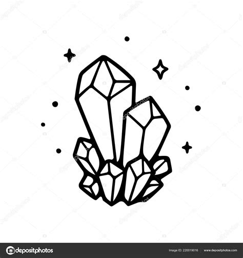 Hand Drawn Crystals Illustration Simple Isolated Black White Drawing Precious Stock Vector by ...