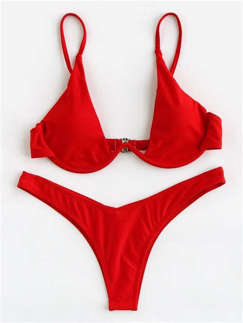 Underwire High Leg Bikini Set Shein Sheinside