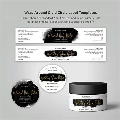 Cosmetics Jar Label Template Custom Jar Wrap Around Labels Etsy