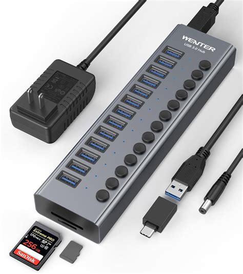 Amazon Powered USB 3 0 Hub Wenter 13 Ports Powered USB Hub With