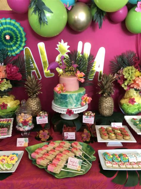 Aloha With Gold Pineapples Flamingos Birthday Party Ideas Photo 1