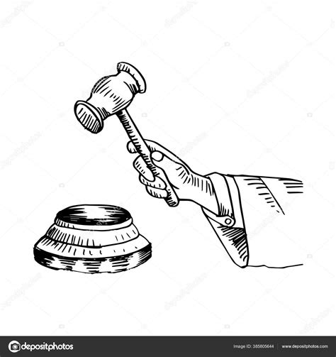 Judge Auction Hammer Hand Drawing Illustration Stock Vector by ©Handini 385805644