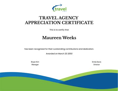 Free Travel Agency Appreciation Certificate Template Edit Online