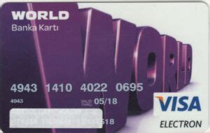 Bank Card WORLD Banka Kartı Yapi Kredi Bankasi Türkiye Turkey Col