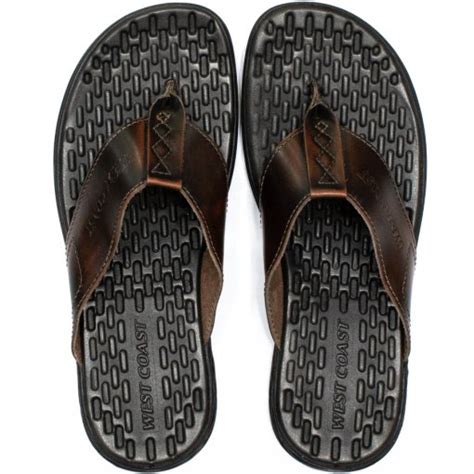 Chinelo Masculino Couro Confortável Block West Coast 186322 Cafe