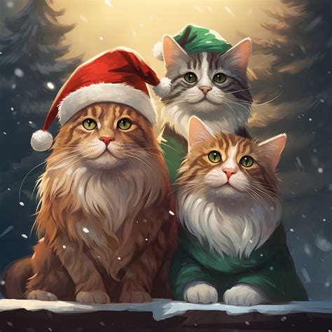 christmas cats wearing hats  stock photo public domain pictures