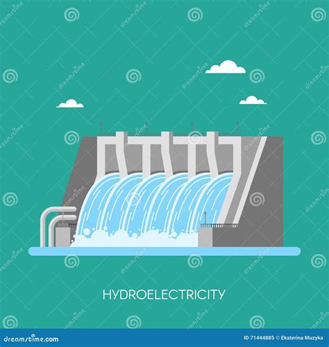 Hydro Power Plant And Factory. Stock Vector - Image: 71444885