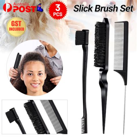 3 Pcs Slick Brush Set Hair Brush Teasing Comb Edge Hair Brush Grooming Ebay