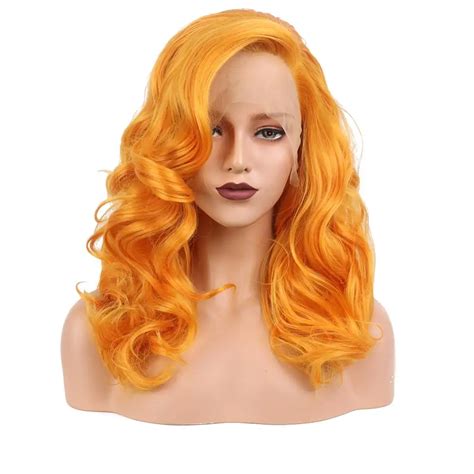 Strongbeauty Synthetic Lace Front Wigs Long Curly Orange Natural Hair