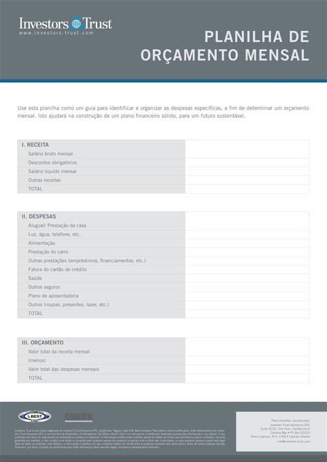 Pdf Planilha De Or Amento Mensal Investors Trust Use Esta