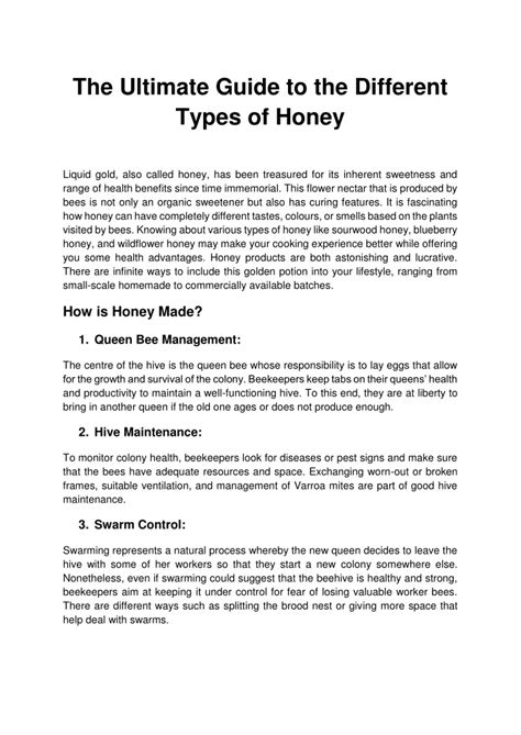 Ppt The Ultimate Guide To The Different Types Of Honey Powerpoint