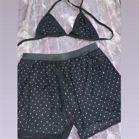 Rhinestone 2 Piece Festival Bikini Bra And Shorts Depop