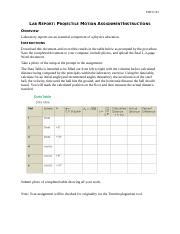 Lab Report Projectile Motion Assignment Instructions 1 Docx PHYS 103