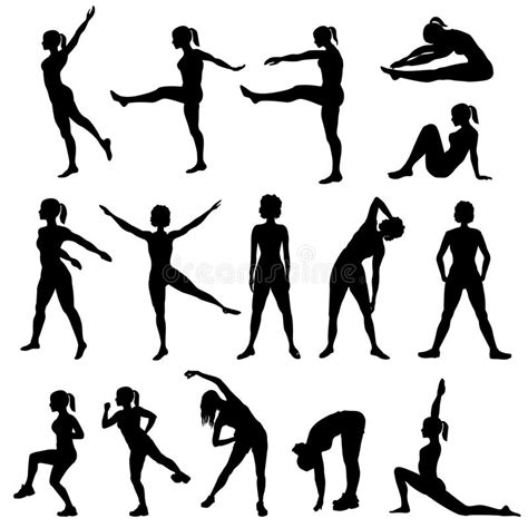 Women Fitness Gym Silhouette Stock Illustrations 6907 Women Fitness