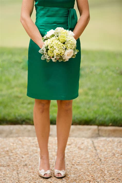 Emerald Bridesmaid Dress And A Simplistically Stunning Bouquet