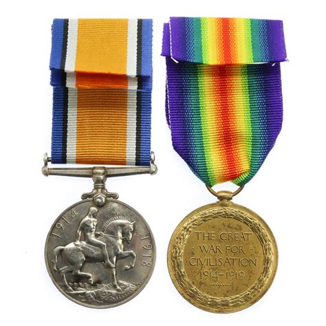 Ww1 British War And Victory Medal Pair Pte Tch Bide 17th County Of