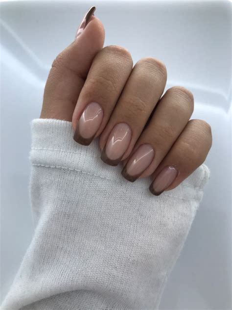 Brown French Tip Nails Artofit