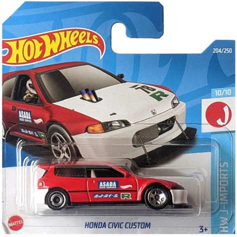 Игрушечная машинка Hot Wheels Honda Civic Custom Cherry Red базовая коллекция г