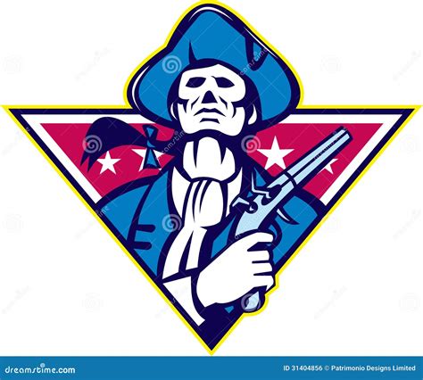 American Patriot Minuteman Flintlock Pistol Stock Vector Illustration