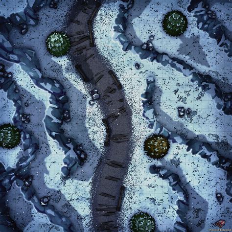 Snowy Forest Path Battle Map 30x30 Rbattlemaps
