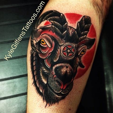 Little Pricks Tattoo Studio | Evil goat head tattoo by Kyle Giffen at ...