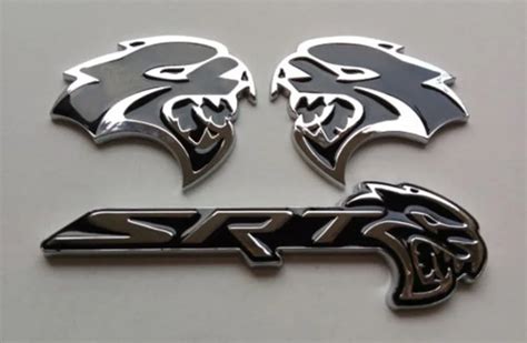 Free shipping 3pcs Black/Red HELLCAT Emblem L/R Badge Sticker Metal For ...