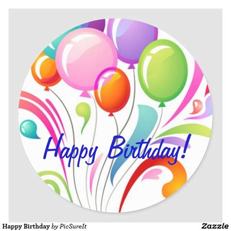 Balloons Happy Birthday Square Sticker Artofit