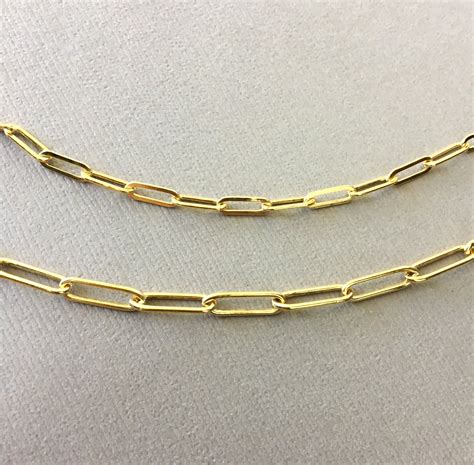 Gold Rectangle Chain Necklace Gold Rectangle Link Chain Etsy Gold Filled Chain Chain Link