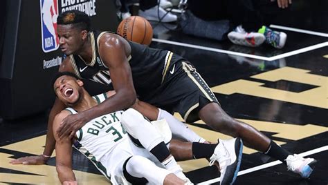 NBA Playoffs: Giannis Antetokounmpo suffers leg injury as Hawks down Bucks to level East finals ...