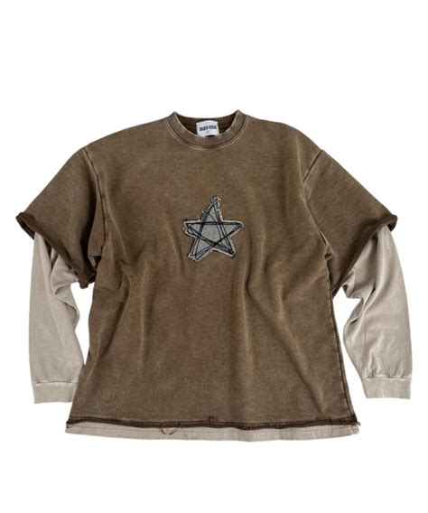 Musinsa Sk Er Rock Doodle Star Pigment Layered T Shirt Brown