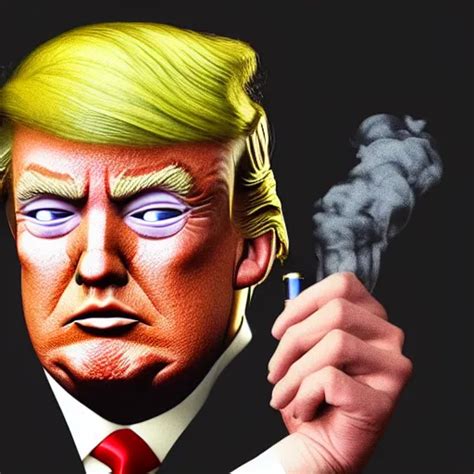 A High Quality Photo Of Donald Trump Smoking A Cigar Stable