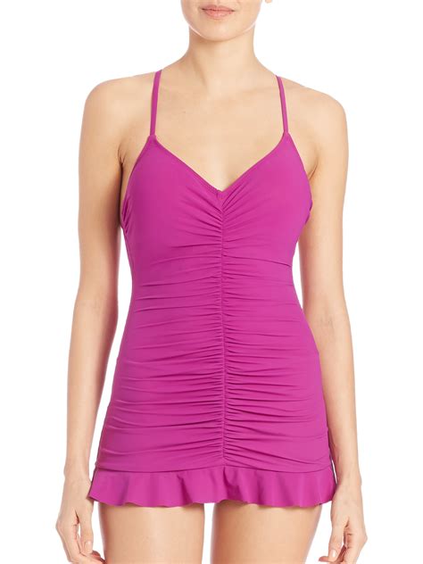 Gottex One Piece Skirted Swimsuit In Purple Lyst