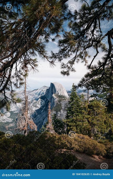 Half Dome Seen From Glacier Point In Yosemite National Park Stock Image