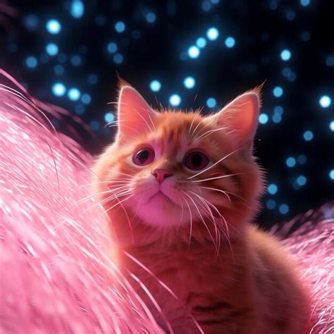 Premium AI Image | the pink neon cat Cat dressed in neon lights kitten ...