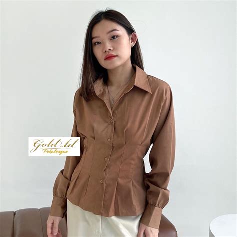 Jual Enzy Corset Top Yoowol Iris Shirt Kemeja Basic Korset Wanita